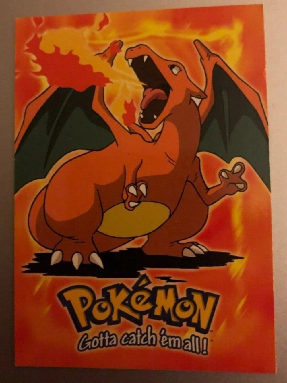 1999 Topps Pokémon Charizard Holo Foil Card E6 Blue Logo Near Mint